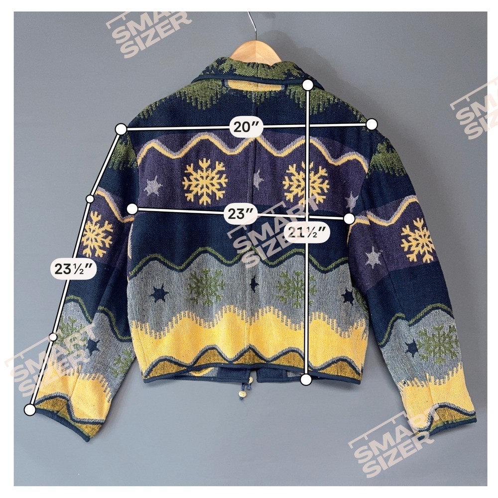 Flashback Vintage Woven Tapestry Jacket‎ Womens Large Cotton Snowflake Celestial - Picture 7 of 7
